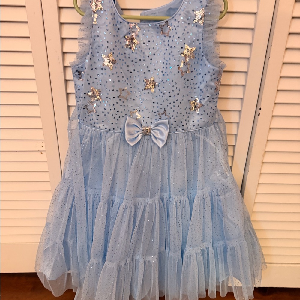 Jona Michelle Elegant Blue Holiday Dress with Sparkles - Ruffles
